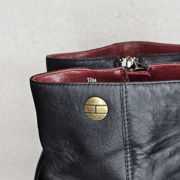 Retro 90s Y2K Black Boots Square Toe Chunky‎ Block Heel Sz 10 Tommy Hilfiger - Picture 10 of 12